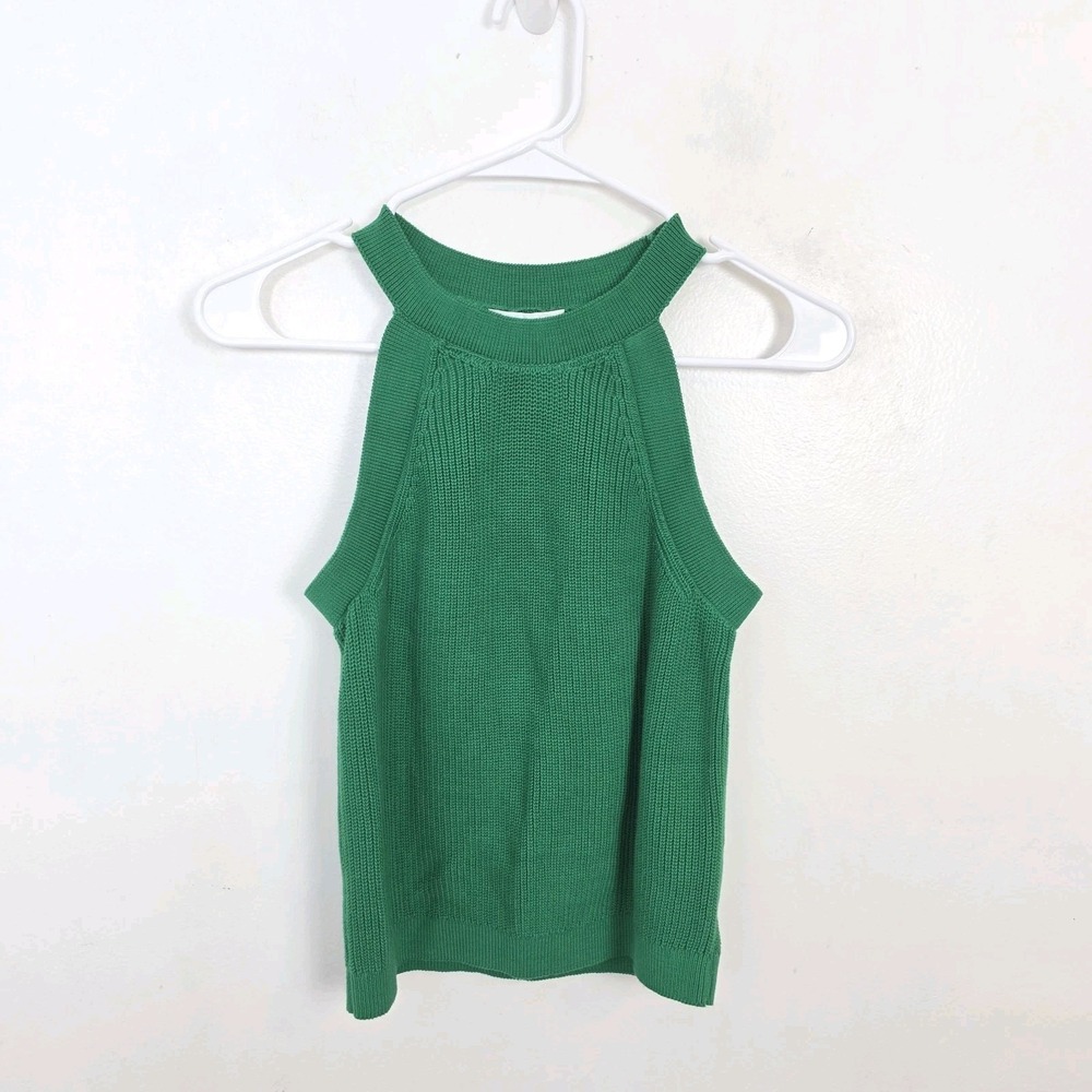 & Other Stories Kelly Green Ribbed Thick Knit Basic Modern Classic Tank Top Sz S